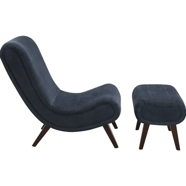 Accent Chairs-Kirkland's Home Deep Navy Piped Edge 2-Pc. Chair And Ottoman Set Blue