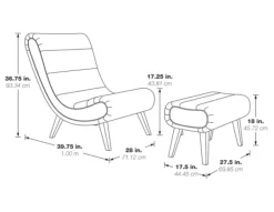 Accent Chairs-Kirkland's Home Deep Navy Piped Edge 2-Pc. Chair And Ottoman Set Blue