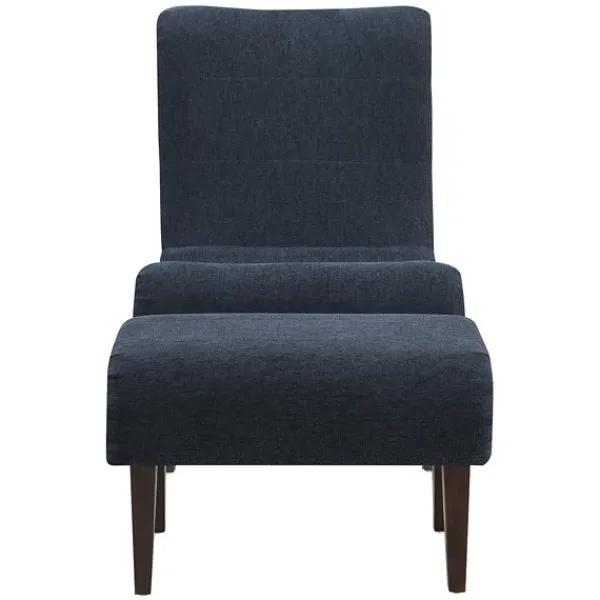 Accent Chairs-Kirkland's Home Deep Navy Piped Edge 2-Pc. Chair And Ottoman Set Blue