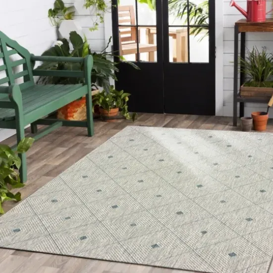 Outdoor Rugs-Kirkland's Home Deep Navy Trellis Outdoor Area Rug, 4X6 Blue/Gray