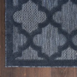 Outdoor Rugs-Kirkland's Home Deep Navy Trellis Outdoor Area Rug, 4X6 Blue/Gray
