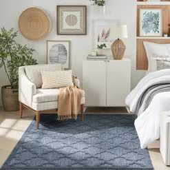 Outdoor Rugs-Kirkland's Home Deep Navy Trellis Outdoor Area Rug, 4X6 Blue/Gray