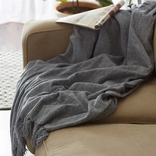 Blankets & Throws-Kirkland's Home Demin Chenille Fringe Throw Blue