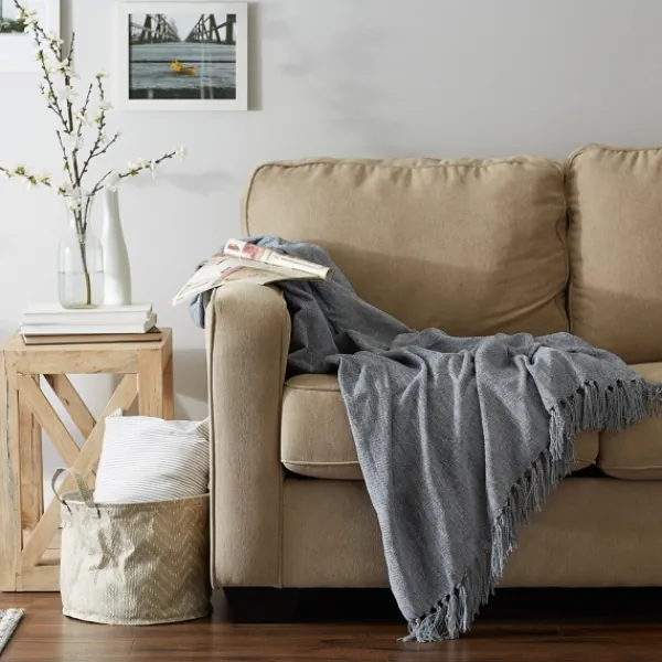 Blankets & Throws-Kirkland's Home Demin Chenille Fringe Throw Blue