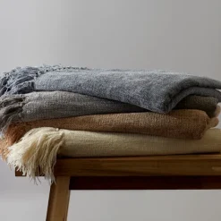 Blankets & Throws-Kirkland's Home Demin Chenille Fringe Throw Blue