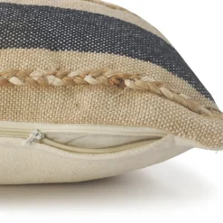 Pillows-Kirkland's Home Denim Blue Braided Stripe Lumbar Pillow Blue/Tan/White