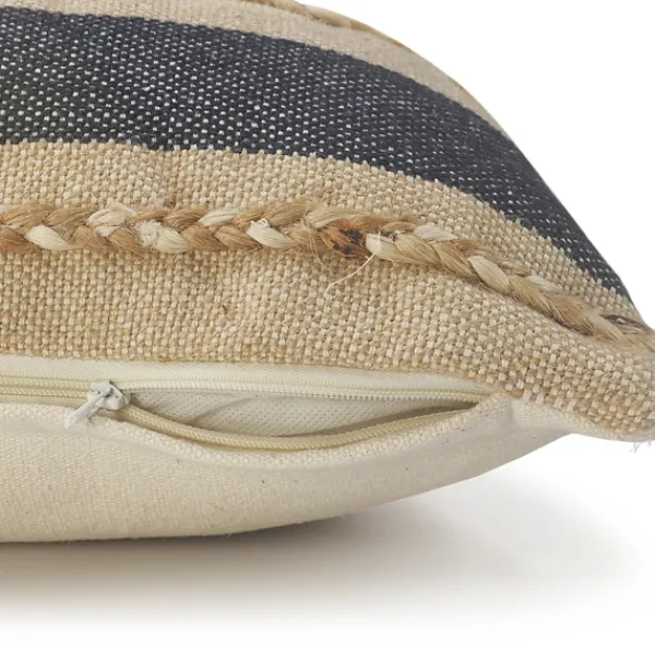 Pillows-Kirkland's Home Denim Blue Braided Stripe Lumbar Pillow Blue/Tan/White