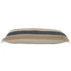 Pillows-Kirkland's Home Denim Blue Braided Stripe Lumbar Pillow Blue/Tan/White
