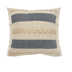 Pillows-Kirkland's Home Denim Blue Braided Stripe Throw Pillow, 24 In. Blue/Tan/Ivory