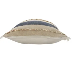 Pillows-Kirkland's Home Denim Blue Braided Stripe Throw Pillow, 20 In. Blue/Tan/Ivory