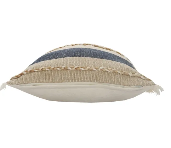 Pillows-Kirkland's Home Denim Blue Braided Stripe Throw Pillow, 20 In. Blue/Tan/Ivory