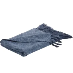 Blankets & Throws-Kirkland's Home Denim With Fringe Throw Blanket Blue