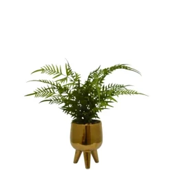 Arrangements & Greenery-Kirkland's Home Desktop Palm Plant In Gold Planter Green/Gold