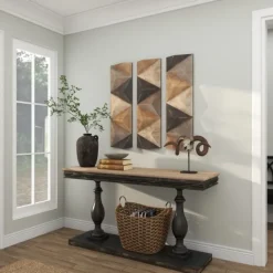 Wall Plaques-Kirkland's Home Devin Dimensional Wood Plaques, Set Of 3 Brown/Gray/White
