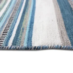 Outdoor Rugs-Kirkland's Home Dhurri Stripe Indoor/Outdoor Area Rug, 5X7 Blue