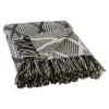 Blankets & Throws-Kirkland's Home Diamond Fringe Throw Black