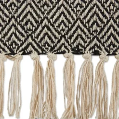 Blankets & Throws-Kirkland's Home Diamond Fringe Throw Black