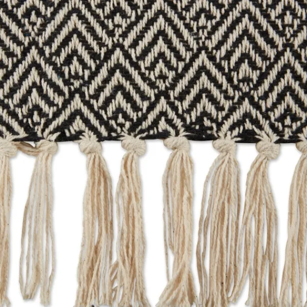 Blankets & Throws-Kirkland's Home Diamond Fringe Throw Black