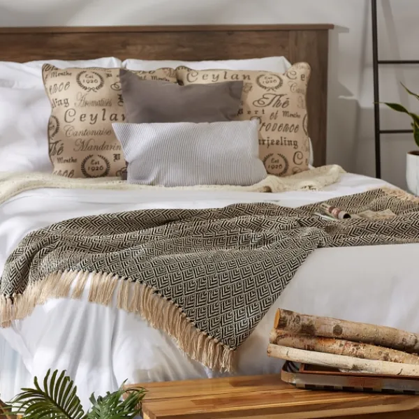 Blankets & Throws-Kirkland's Home Diamond Fringe Throw Black