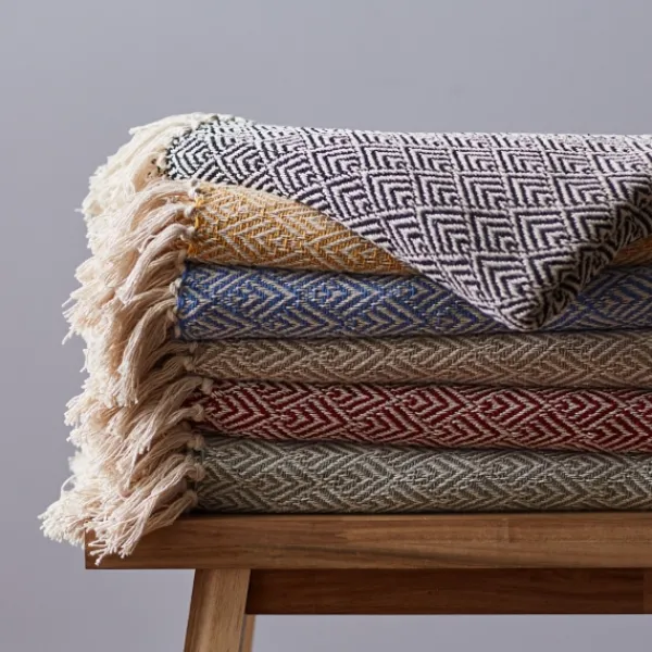 Blankets & Throws-Kirkland's Home Diamond Fringe Throw Black
