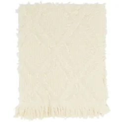 Blankets & Throws-Kirkland's Home Diamond Pattern Throw Blanket Ivory