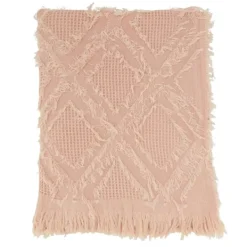Blankets & Throws-Kirkland's Home Diamond Pattern Throw Blanket Pink