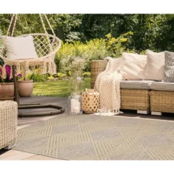 Outdoor Rugs-Kirkland's Home Diamond Sisal Outdoor Area Rug, 7X10 Tan