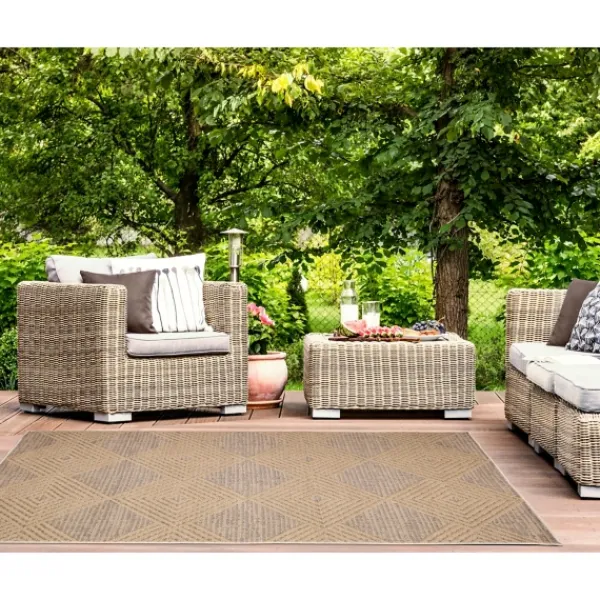 Outdoor Rugs-Kirkland's Home Diamond Sisal Outdoor Area Rug, 7X10 Tan
