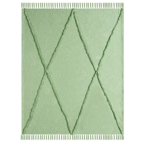 Blankets & Throws-Kirkland's Home Diamond Tufted Cotton Throw Green