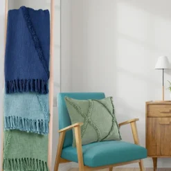 Blankets & Throws-Kirkland's Home Diamond Tufted Cotton Throw Blue