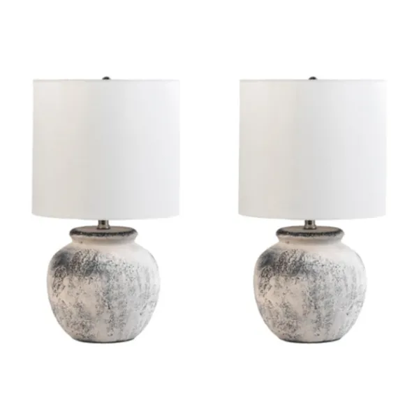 Table Lamps-Kirkland's Home Distressed And Gray Ceramic Table Lamp White