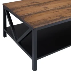 Coffee Tables-Kirkland's Home Distressed Barnwood Coffee Table Black
