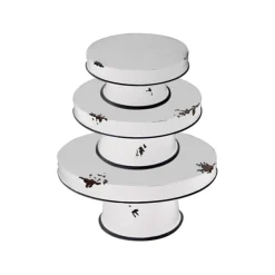 Decorative Trays-Kirkland's Home Distressed Black Pedestal Trays, Set Of 3 White