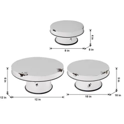 Decorative Trays-Kirkland's Home Distressed Black Pedestal Trays, Set Of 3 White