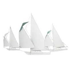 Wall Plaques-Kirkland's Home Distressed Blue Sailboats Wall Sculpture Blue/White