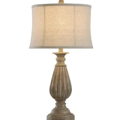 Table Lamps-Kirkland's Home Distressed Brown Spindle Table Lamp Tan