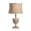 Table Lamps-Kirkland's Home Distressed Carved Base Table Lamp Tan