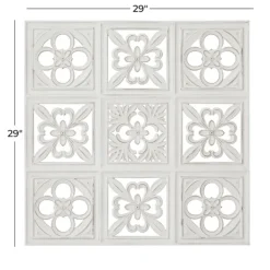 Wall Plaques-Kirkland's Home Distressed Carved Wood Floral Wall Plaque White