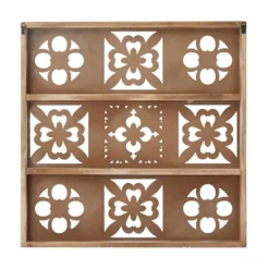 Wall Plaques-Kirkland's Home Distressed Carved Wood Floral Wall Plaque White