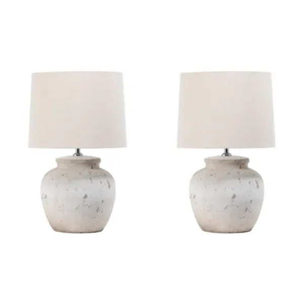 Table Lamps-Kirkland's Home Distressed Ceramic Table Lamp White