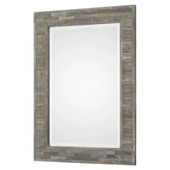 Decorative Mirrors-Kirkland's Home Distressed Charcoal Wooden Wall Mirror