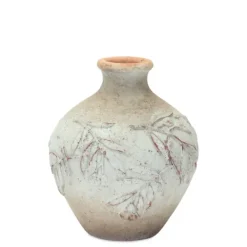 Vases-Kirkland's Home Distressed Cream Foliage Vases, Set Of 2 Ivory