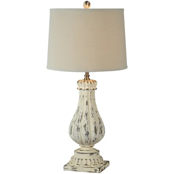 Table Lamps-Kirkland's Home Distressed Cream Resin Table Lamps, Set Of 2 Ivory