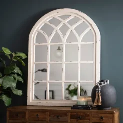 Decorative Mirrors-Kirkland's Home Distressed Cream Sadie Arch Mirror Ivory