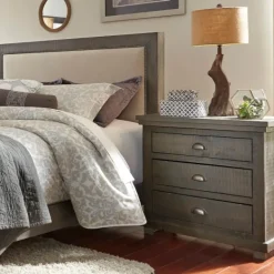Nightstands-Kirkland's Home Distressed Dark Wooden Willow Nightstand Gray