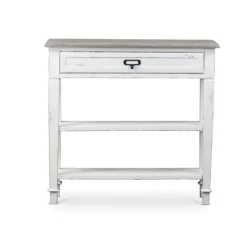 Console Tables-Kirkland's Home Distressed 1-Drawer Console Table White