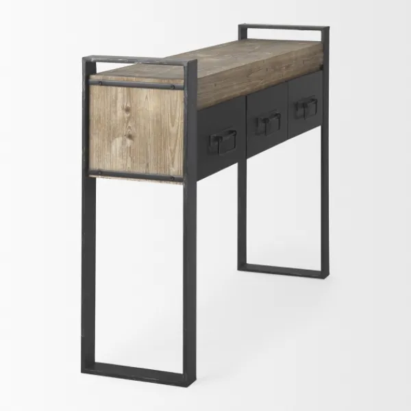 Console Tables-Kirkland's Home Distressed Farmhouse 3-Drawer Console Table