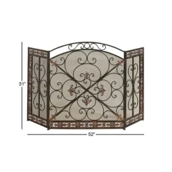 Fireplace Accessories-Kirkland's Home Distressed Fleur De Lis Three-Panel Fire Screen