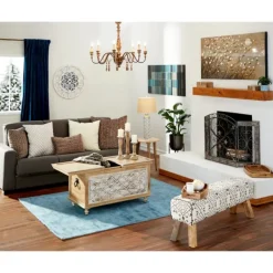 Fireplace Accessories-Kirkland's Home Distressed Fleur De Lis Three-Panel Fire Screen