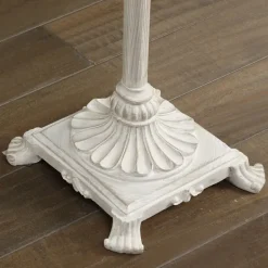 Floor Lamps-Kirkland's Home Distressed Fleur-De-Lis Floor Lamp Tan